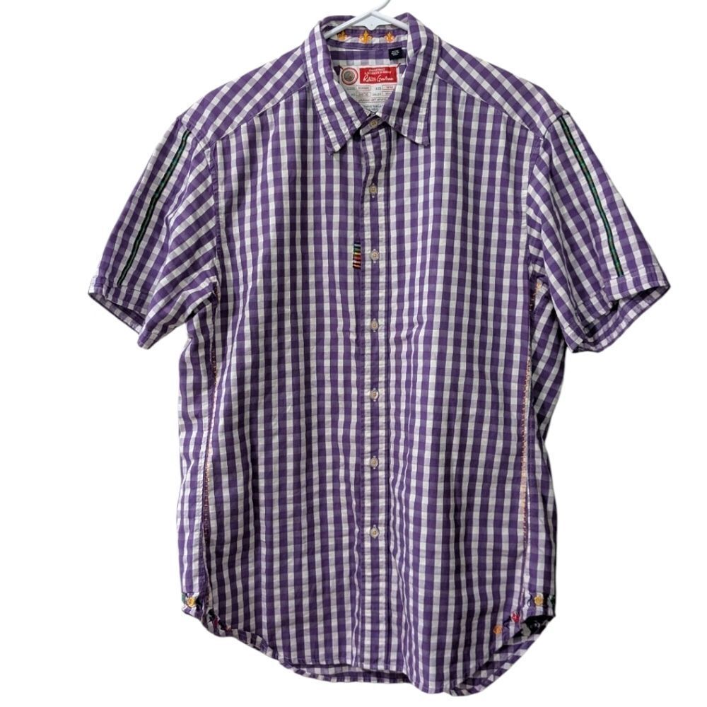 Robert Graham "The Freshly Laundered Shirt" Purple Gingham Short Sleeve Men's M